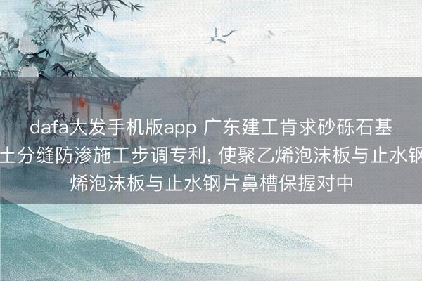 dafa大发手机版app 广东建工肯求砂砾石基础溢流说念混凝土分缝防渗施工步调专利， 使聚乙烯泡沫板与止水钢片鼻槽保握对中