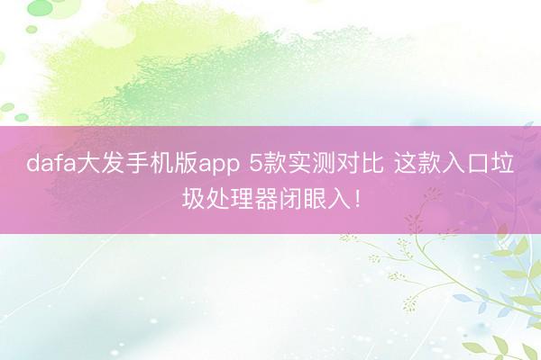 dafa大发手机版app 5款实测对比 这款入口垃圾处理器闭眼入！