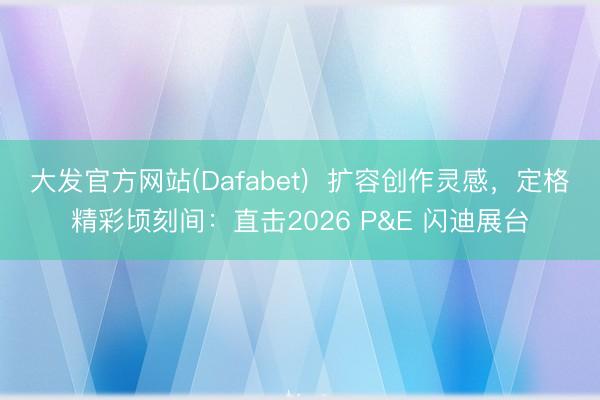 大发官方网站(Dafabet)  扩容创作灵感，定格精彩顷刻间：直击2026 P&E 闪迪展台