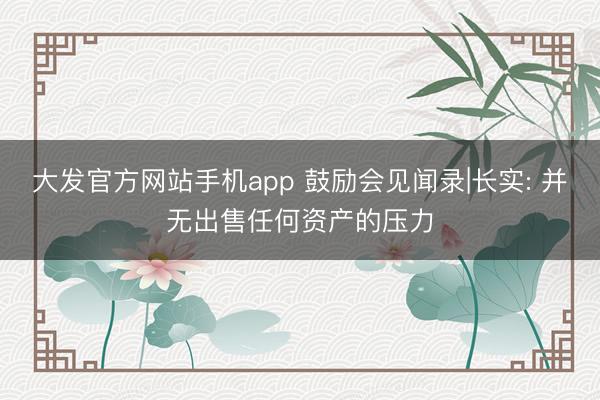大发官方网站手机app 鼓励会见闻录|长实: 并无出售任何资产的压力