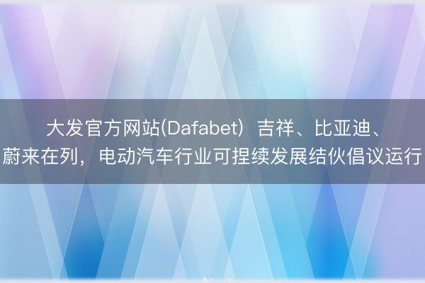 大发官方网站(Dafabet)  吉祥、比亚迪、蔚来在列，电动汽车行业可捏续发展结伙倡议运行