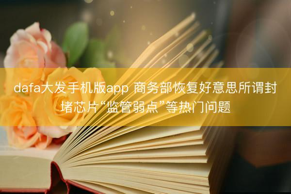 dafa大发手机版app 商务部恢复好意思所谓封堵芯片“监管弱点”等热门问题