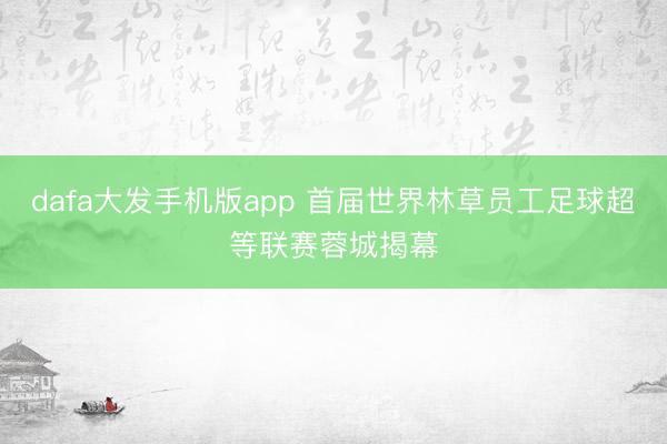 dafa大发手机版app 首届世界林草员工足球超等联赛蓉城揭幕