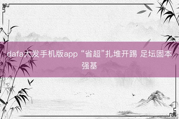 dafa大发手机版app “省超”扎堆开踢 足坛固本强基
