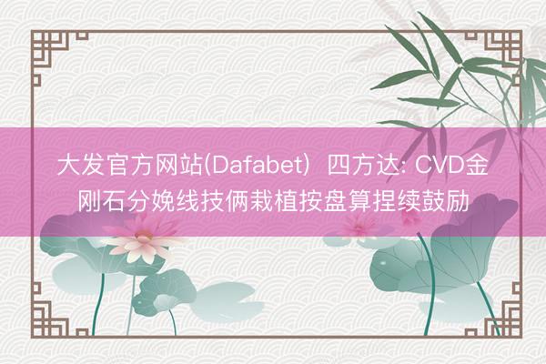 大发官方网站(Dafabet)  四方达: CVD金刚石分娩线技俩栽植按盘算捏续鼓励